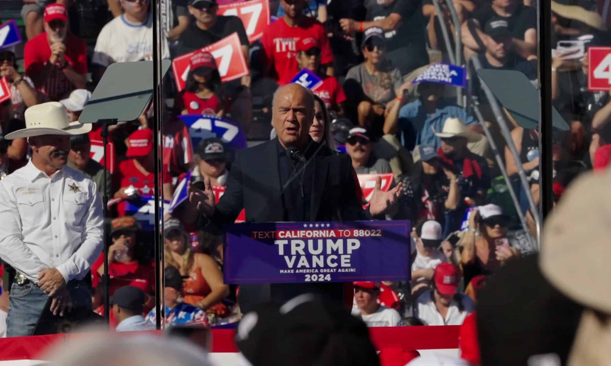 Greg Laurie speaking at 2024 Trump rally in california