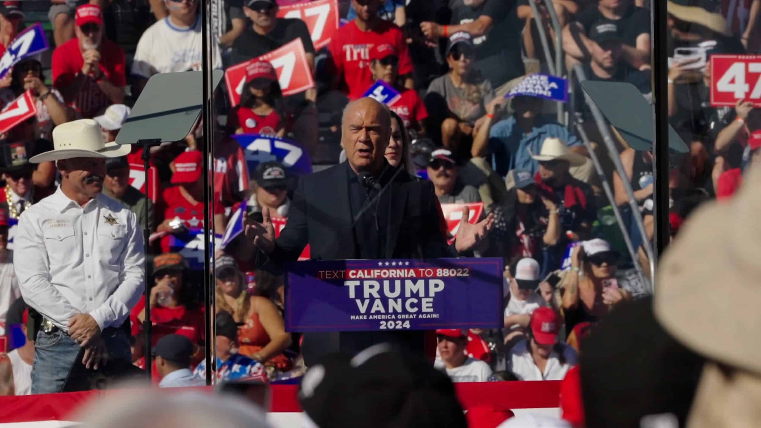 Greg Laurie speaking at 2024 Trump rally in california