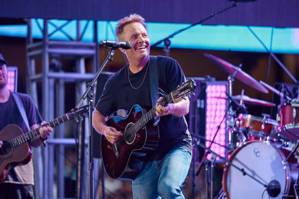 Chris Tomlin performing at the 2024 Harvest Crusade