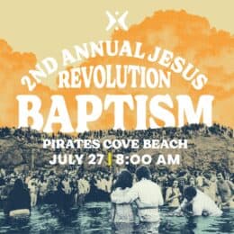 2nd annual Jesus revolution baptism at Pirate's Cove Beach on July 27, 2024