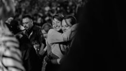 Two girls together at the Harvest Crusade.