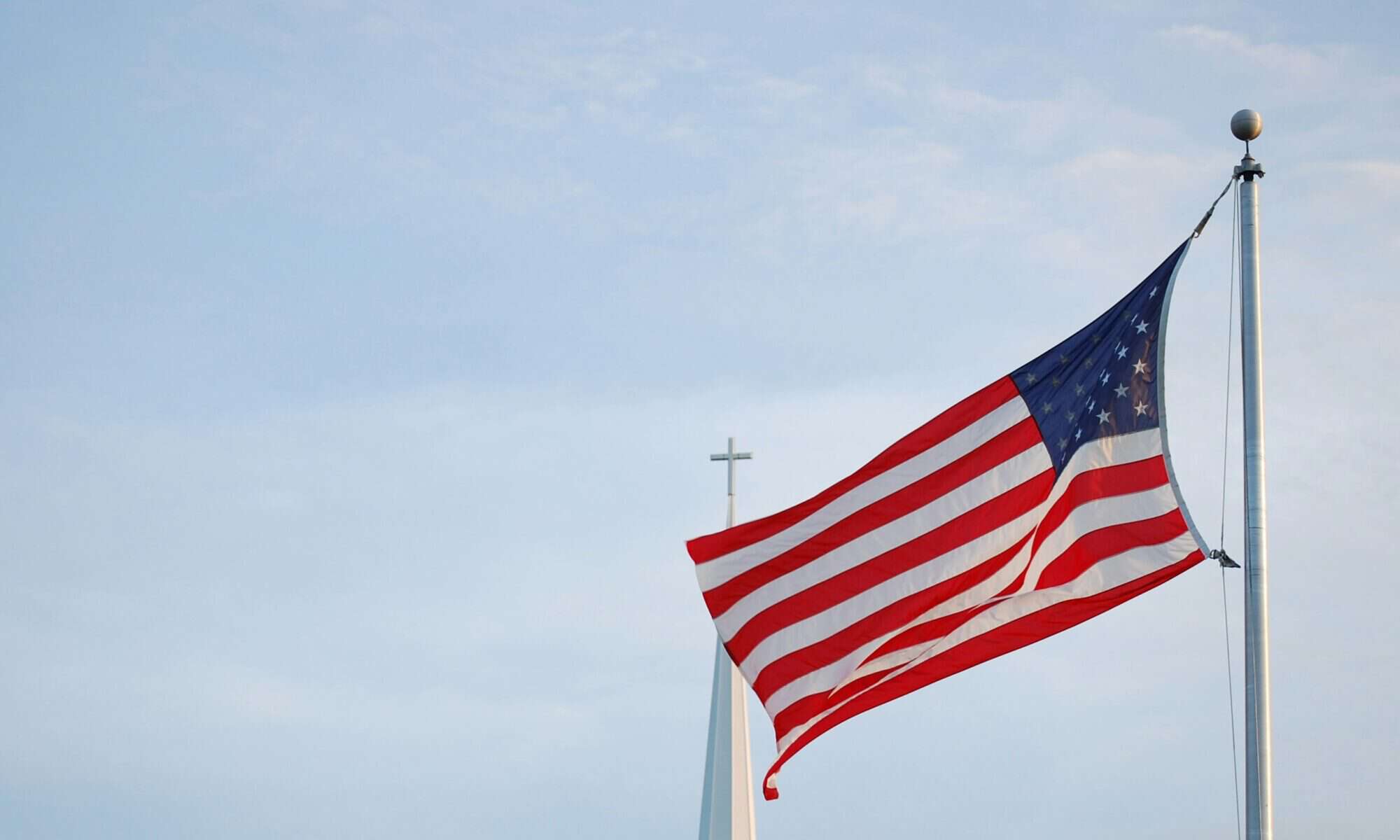 american flag with cross